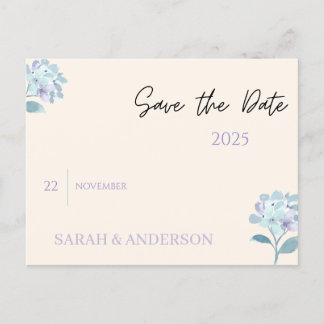Postale Faire-part Carte Élégante de Fleurs pour Sauvegarder la Date