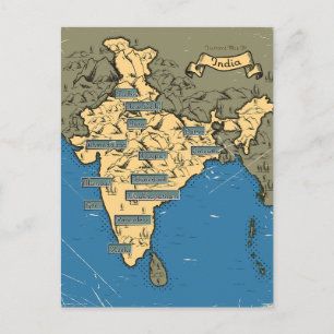 Postale Faire-part Carte illustrée de l'Inde