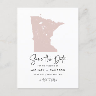 Postale Faire-part Carte moderne de Minnesota rose à conserver pour a