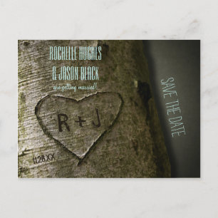 Postale Faire-part Carve d'arbre rustique — Enregistrer la carte post