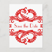 Chic Damask Enregistrer la date carte postale, rou