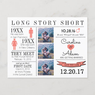 Postale Faire-part Chronologie dans Coral Enregistrer la date Carte d