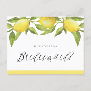 Postale Faire-part Citrons et verdure Serez-vous ma carte de demoisel