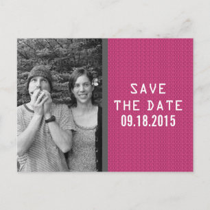 Postale Faire-part Code binaire rose Photo Enregistrer la date Carte