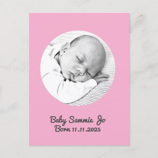 Postale Faire-part de naissance bébé personnalisé, carte p