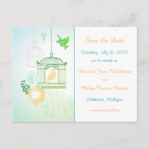 Postale Faire-part Doves & Cages - Carte de sauvegarde de la date