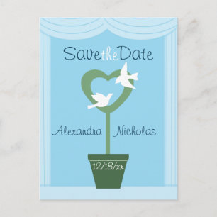 Postale Faire-part Doves et Heart Topiary Enregistrer la date Carte p