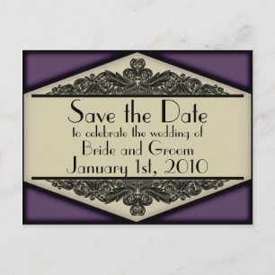 Postale Faire-part Dusky Purple Vintage, enregistrer la date carte po