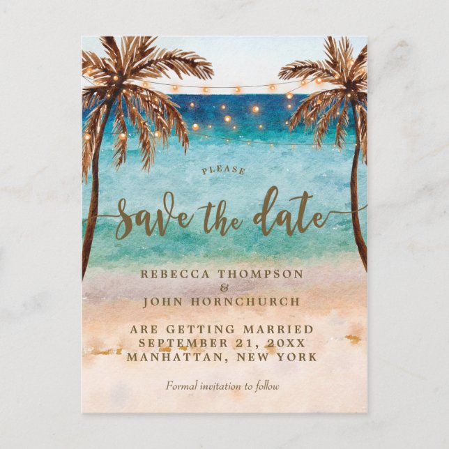 Postale Faire-part économies de mariage de plage de boho la carte (Devant)