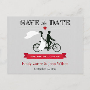 Postale Faire-part Économies tandem de mariage de bicyclette la carte