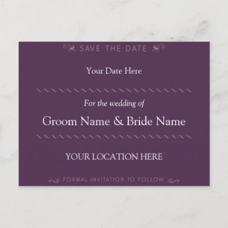 Postale Faire-part Élégant Curl Purple Enregistrer la date Carte post