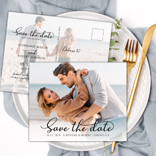 Postale Faire-part Élégant Style Script Photo Mariage Carte de Remerc