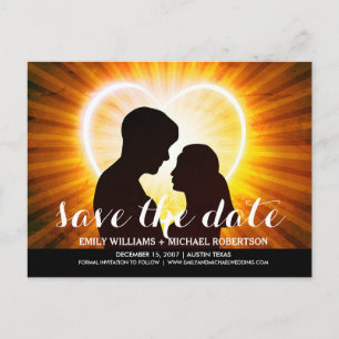 Postale Faire-part Enregistrer la carte de date avec couple romantiqu