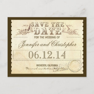 Postale Faire-part enregistrer la date carte typographique de billets