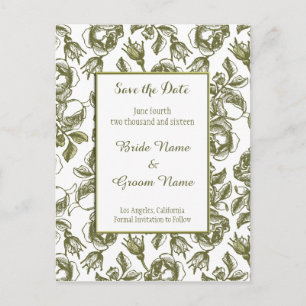 Postale Faire-part Enregistrer la date White Faux Gold Roses Carte po