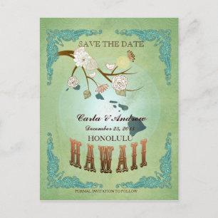 Postale Faire-part Enregistrez la date - Carte d'Hawaï avec de beaux 