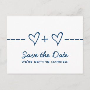 Postale Faire-part Équation Coeur Bleu Enregistrer la date Carte post