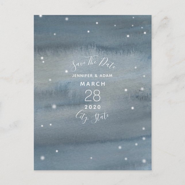 Postale Faire-part Etoiles Aquarelle Enregistrer La Date Carte Postal (Devant)