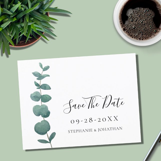 Postale Faire-part Eucalyptus Mariage Enregistrer La Date Carte Posta (Créateur téléchargé)