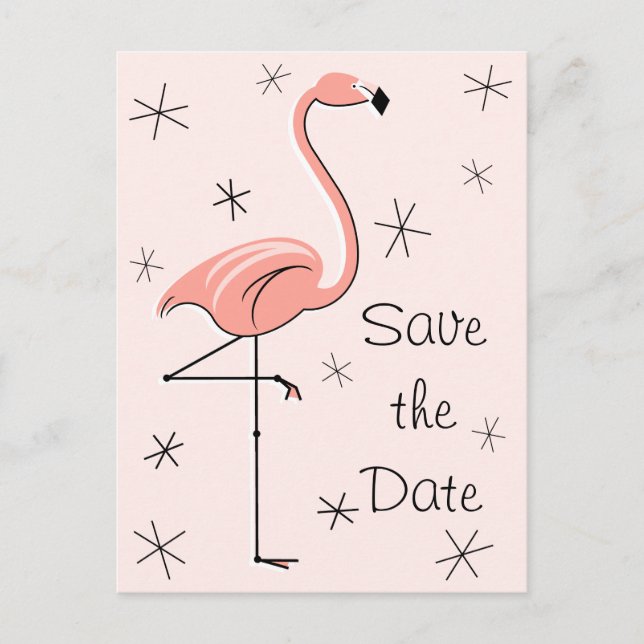 Postale Faire-part Flamant rose rose "Enregistrer la date" carte post (Devant)