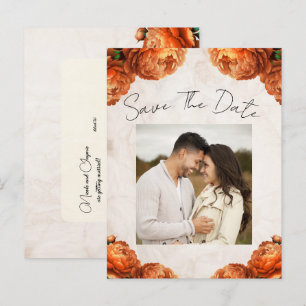 Postale Faire-part Fleurs de pivoine orange vintage carte de rappel d