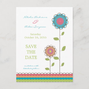Postale Faire-part Fleurs hautes couleurs Enregistrer la date Carte p