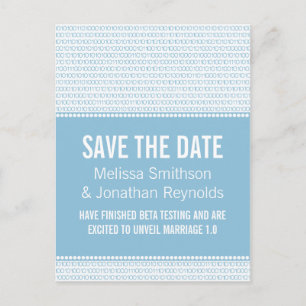 Postale Faire-part Geek Chic Enregistrer la date carte postale, bleu