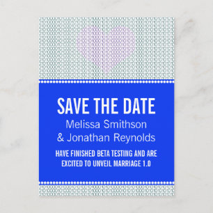Postale Faire-part Geek Chic Enregistrer la date Carte postale, bleu 