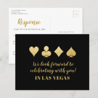Gold Black Las Vegas Wedding Carte de réponse RSVP