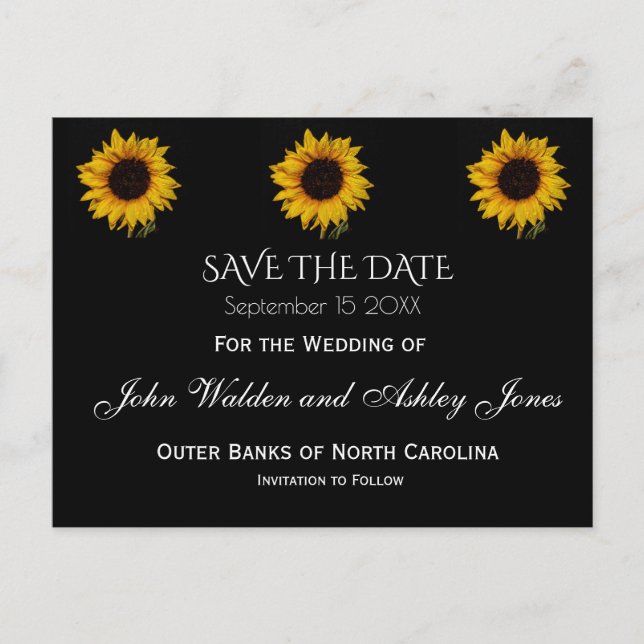 Postale Faire-part Gouttes de Tournesol Enregistrez la Date Carte Pos (Devant)