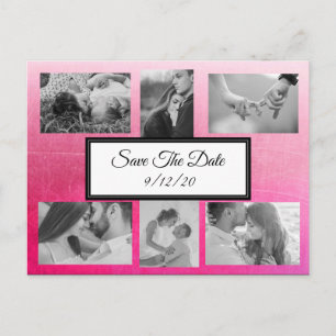 Postale Faire-part Gradient Pink Photo Enregistrer la date Carte post
