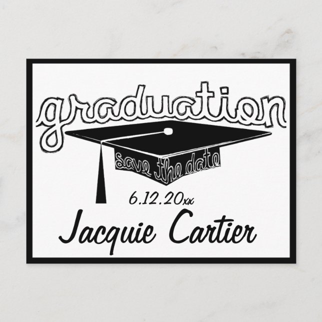 Postale Faire-part Graduation Enregistrer La Carte Date (Devant)