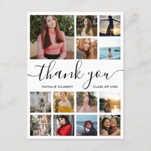Postale Faire-part Graduation Photo Collage Script Merci Carte postal