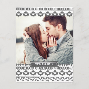 POSTALE FAIRE-PART GRAY TRIBAL AZTEC PHOTO ENREGISTRER LA DATE CARTE