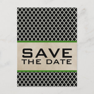 Postale Faire-part Green Chic Quatrefoil Enregistrer la date Carte po