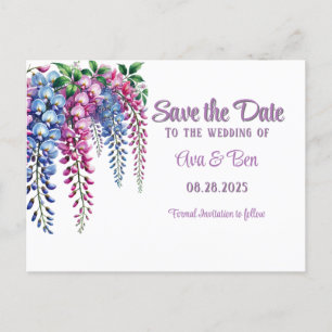 Postale Faire-part Jolie purple et rose Wisteria Enregistrer la carte