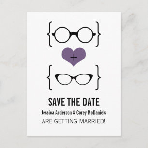 Postale Faire-part Lunettes de Geeky violet Enregistrer la date Carte