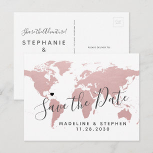 Postale Faire-part Mariage de Rêve Date à Réserver Carte Rose Poudré