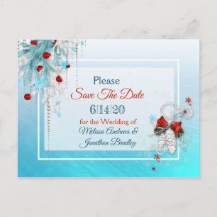 Postale Faire-part Mariage d'hiver Thème Enregistrer la date Carte po