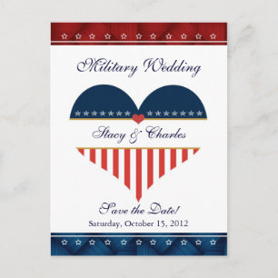 Postale Faire-part Mariage Militaire du Cœur des États-Unis Carte "Sa