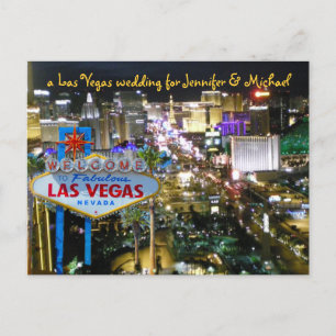 Postale Faire-part Mariage personnalisé à Las Vegas, carte 'Save the