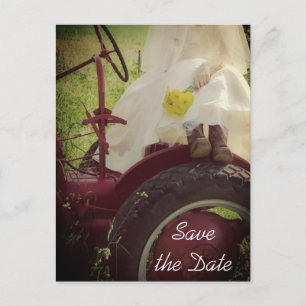 Postale Faire-part Mariée sur Tracteur Campagne Mariage Carte de Pré-