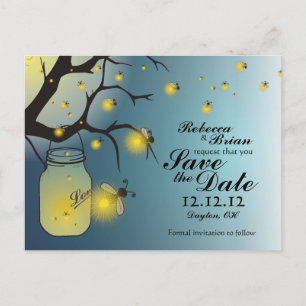 Postale Faire-part Mason Jar & Firefly Enregistrer la date Carte post