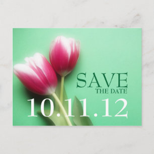 Postale Faire-part Mint Green et Fuchsia Enregistrer la date Carte po