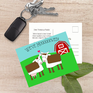 Postale Faire-part Nous avons déplacé Vaches et Grange Nouvelle Carte