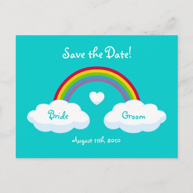 Postale Faire-part Nuages et arc-en-ciel - Enregistrer la carte Date (Devant)