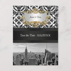 Postale Faire-part NYC Skyline BW 431 Damask Carte de préavis Postca