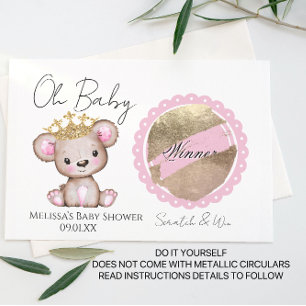 Postale Faire-part Oh Bébé Ours Baby Shower Carte à Gratter DIY