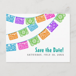 Postale Faire-part Papel Picado Wedding Enregistrer la date carte pos