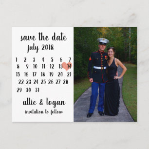 Postale Faire-part Photo du calendrier Enregistrer la date Carte post